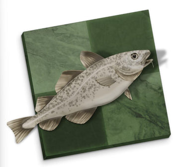 Graphic of Stockfish logo. Image of stocfish against green marble checkerboard pattern.
