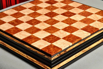 PRE-ORDER - Signature Contemporary Chess Board - RED AMBOYNA  / BIRD'S EYE MAPLE - 2.5