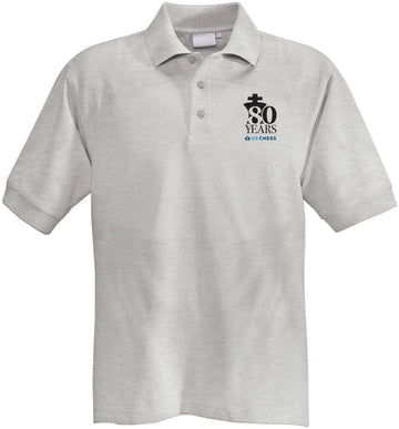80th Anniversary US Chess Polo Shirt - GRAY