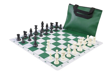 Standard Chess Set Combination with Thin Mousepad Board - Triple Weighted Regulation Pieces | Thin Mousepad Chess Board | Standard Bag