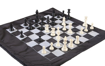 Regulation Tournament Chess Pieces and Cinch Chess Board Bag Combo - SINGLE WEIGHTED