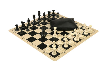 Basic Chess Set Combination with Silicone Chess Board and Single Weighted Regulation Plastic Chess Pieces