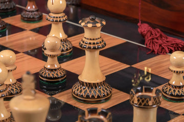 The Burnt Golden Rosewood Grandmaster Series Chess Set, Box, & Gloss Board Combination