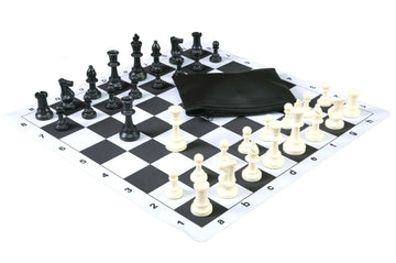 Basic Chess Set Combination with Mousepad Board and Triple Weighted Regulation Plastic Chess Pieces
