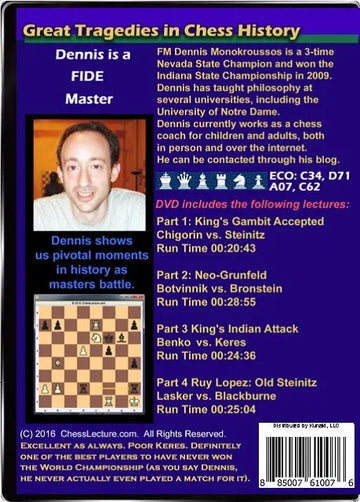E-DVD Great Tragedies in Chess History - Chess Lecture - Volume 149