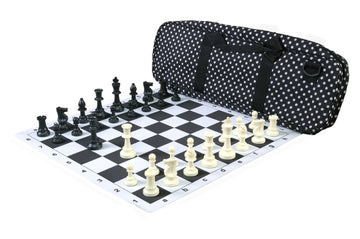 Deluxe Chess Set Combination and Single Weighted Regulation Pieces | Thin Mousepad Chess Board | Deluxe Bag