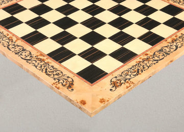 INLAID - Maple Burl & Ebony Superior Traditional Chess Board - Gloss Finish