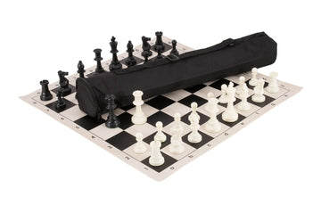 Quiver Chess Set Combination - Single Weighted Regulation Pieces | Vinyl Chess Board | Quiver Bag