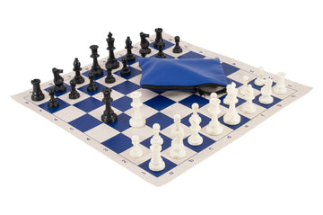 Basic Chess Set Combination - Single Weighted Regulation Pieces | Vinyl Chess Board | Basic Bag