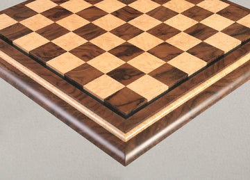 Signature Contemporary V Luxury Chess board - WALNUT BURL / BIRD'S EYE MAPLE - 2.5