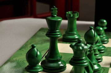 The Grandmaster Chess Set, Box, & Board Combination - Green Gilded