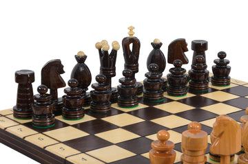The Large King's Chess Set with Brass Inlay & Board