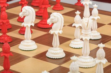 The Lund Anglo-Indian Reproduction Luxury Bone Chess Pieces - 4.75