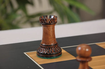 The Burnt Golden Rosewood Grandmaster Series Chess Set, Box, & Satin Board Combination