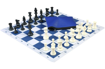 Basic Chess Set Combination with Mousepad Board and Triple Weighted Regulation Plastic Chess Pieces