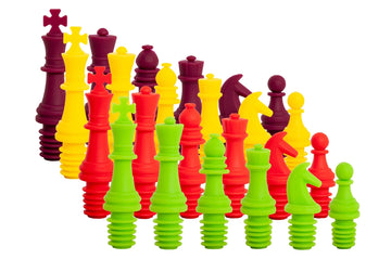 Set of Colored Wine Stopper Chess Pieces - 6 Pieces