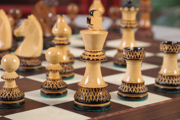 The Burnt Golden Rosewood Championship Series Chess Pieces - 3.75