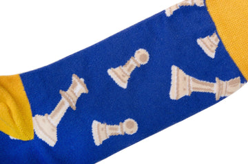 Dark Blue with Yellow Chess Socks