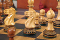 The Burnt Golden Rosewood Grandmaster Series Chess Set, Box, & Satin Board Combination