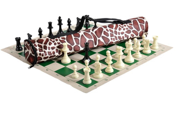 Quiver Chess Set Combination - Solid Plastic Regulation Pieces | Vinyl Chess Board | Quiver Bag