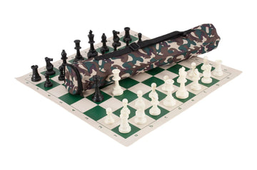 Quiver Chess Set Combination - Solid Plastic Regulation Pieces | Vinyl Chess Board | Quiver Bag