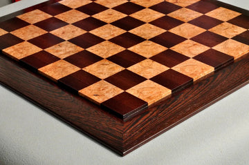 PRE-ORDER - Custom Contemporary Chess Board - African Palisander / Maple Burl - 2.5