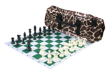 Deluxe Chess Set Combination and Single Weighted Regulation Pieces | Thin Mousepad Chess Board | Deluxe Bag