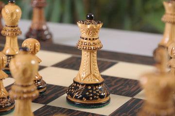 The Burnt Golden Rosewood Reykjavik II Series Chess Pieces - 3.75