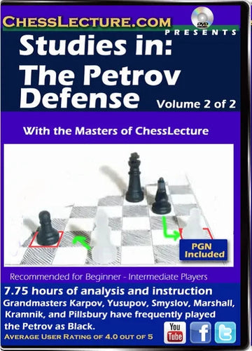 E-DVD Studies in: The Petrov Defense - 2 DVDs - Chess Lecture - Volume 129