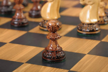 The Burnt Golden Rosewood Reykjavik II Series Chess Set, Box, & Satin Board Combination