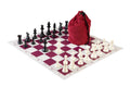 Drawstring Chess Set Combination - Solid Plastic Regulation Pieces | Vinyl Chess Board | Drawstring Bag