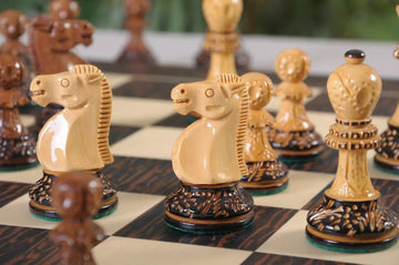 The Burnt Golden Rosewood Reykjavik II Series Chess Pieces - 3.75