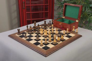The Burnt Zagreb '59 Series Chess Set, Box, & Board Combination