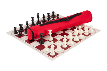Quiver Chess Set Combination - Single Weighted Regulation Pieces | Vinyl Chess Board | Quiver Bag