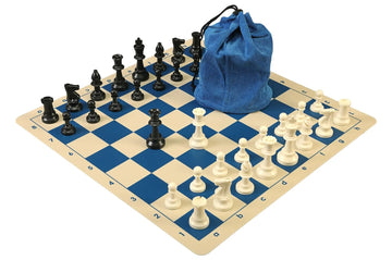 Drawstring Chess Set Combination with Silicone Chess Board and Triple Weighed Pieces