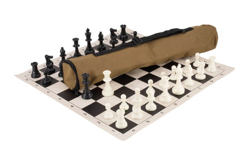 Quiver Chess Set Combination - Triple Weighted Regulation Pieces | Vinyl Chess Board | Quiver Bag