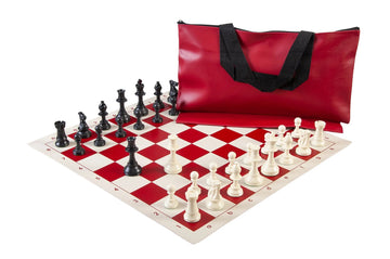Superior Chess Set Combination - Solid Plastic Regulation Pieces | Vinyl Chess Board | Superior Bag