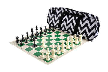 Deluxe Chess Set Combination and Triple Weighted Regulation Pieces | Vinyl Chess Board | Deluxe Bag