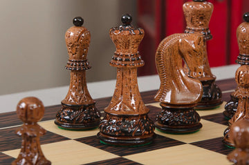 The Burnt Golden Rosewood Zagreb '59 Series Chess Pieces - 3.875