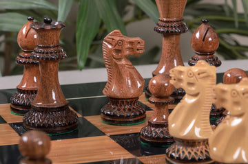 The Burnt Golden Rosewood Grandmaster Series Chess Set, Box, & Gloss Board Combination
