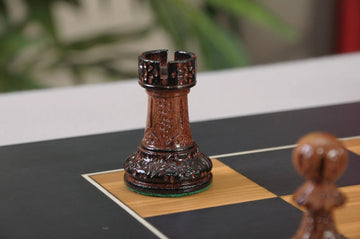 The Burnt Golden Rosewood Reykjavik II Series Chess Set, Box, & Satin Board Combination