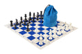 Drawstring Chess Set Combination - Solid Plastic Regulation Pieces | Vinyl Chess Board | Drawstring Bag