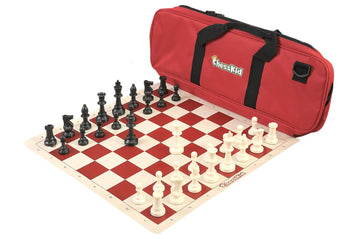ChessKid Deluxe Chess Set Combination and Triple Weighted Regulation Pieces | Vinyl Chess Board | Deluxe Bag