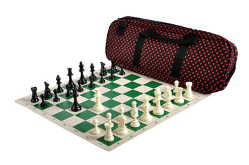 Deluxe Chess Set Combination and Triple Weighted Regulation Pieces | Vinyl Chess Board | Deluxe Bag