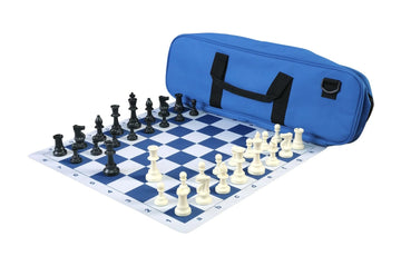 Deluxe Chess Set Combination and Triple Weighted Regulation Pieces | Thin Mousepad Chess Board | Deluxe Bag