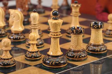 The Burnt Golden Rosewood Dubrovnik Series Chess Set, Box, & Gloss Board Combination