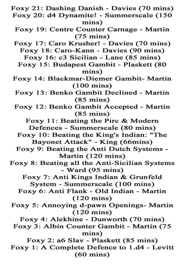 The Complete Foxy Openings on DVD - VOLUMES 1-187 PLUS KASPAROV AND KARPOV! - 9 DVDs