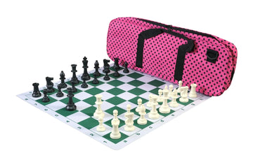 Deluxe Chess Set Combination and Triple Weighted Regulation Pieces | Thin Mousepad Chess Board | Deluxe Bag