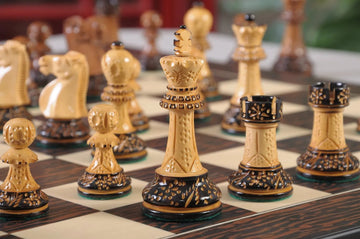 The Burnt Golden Rosewood Reykjavik II Series Chess Pieces - 3.75