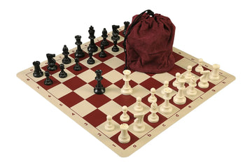Drawstring Chess Set Combination with Silicone Chess Board and Triple Weighed Pieces